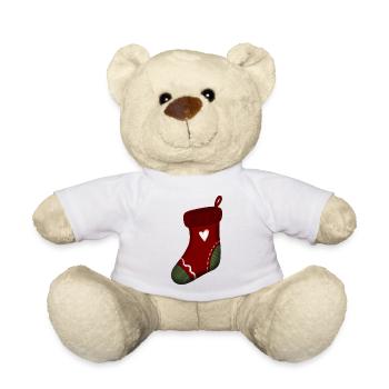 Weihnachten - Nikolaussocke weihnachtlich - Teddy - Weiß - Vorne