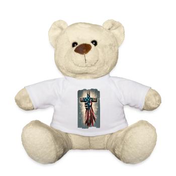 Croix de Jésus avec drapeau américain - Nounours - blanc - Devant