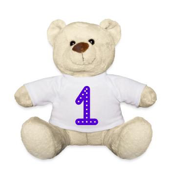 1. 1 AN. 1er ANNIVERSAIRE. ANNIVERSAIRE 1 AN - Nounours - blanc - Devant