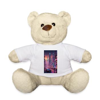 Futuristische Stadtlandschaft bei Nacht - Teddy - Weiß - Vorne