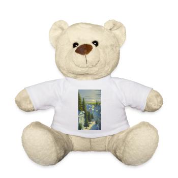 Winter sunset in a cozy village - Teddy Bear - white - Front