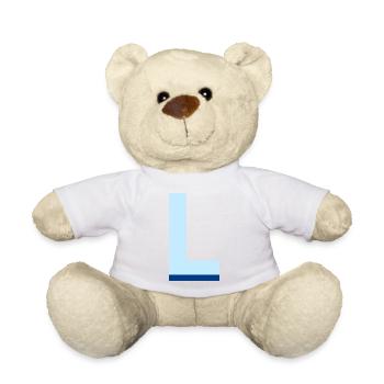 Lettre l bleu pop et moderne - Nounours - blanc - Devant