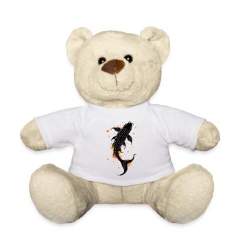 Koi Fish Calligraphy - Teddy Bear - white - Front