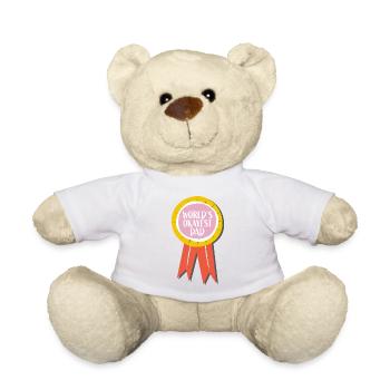 Funny Dad Badge – World's Okayest Dad - Teddy Bear - white - Front