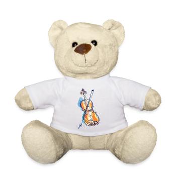 Violin Drawing - Teddy Bear - white - Front