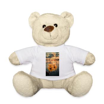 Motivierendes Zitat mit Blumen bei Sonnenuntergang - Teddy - Weiß - Vorne