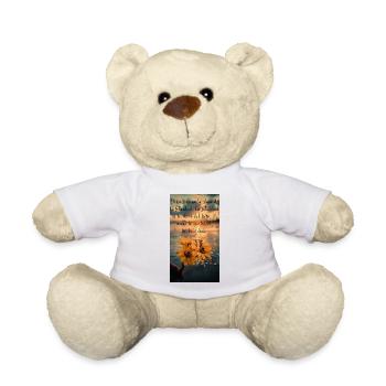 Citation inspirante au coucher du soleil avec des fleurs - Nounours - blanc - Devant