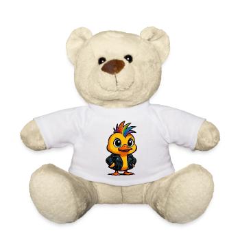 Regenbogen Punk Ente Cartoon Design - Teddy - Weiß - Vorne