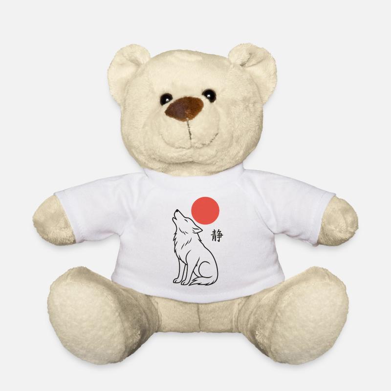 Japansischer Wolf und Roter Mond - Teddy - Weiß