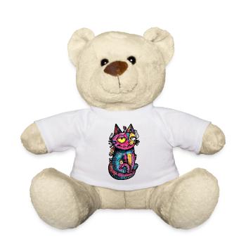 Katze Bunt Kunst Design - Teddy - Weiß - Vorne