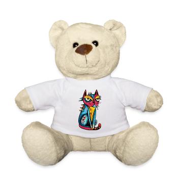 Katze Bunt Kunst - Teddy - Weiß - Vorne