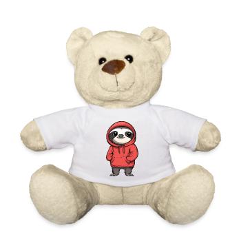 Cute sloth pendant in hoodie - Teddy Bear - white - Front