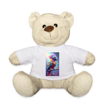 Colorful Steampunk Parrot - Teddy Bear - white - Front