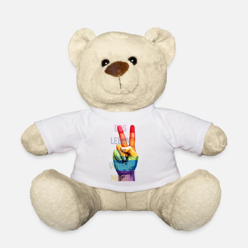 Regenbogen-Peace Hand – Das Leben ist voller Magie - Teddy - Weiß