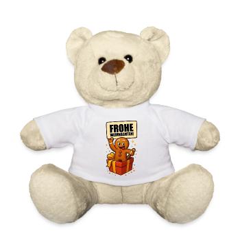 Gingerbread Man Merry Christmas - Teddy Bear - white - Front