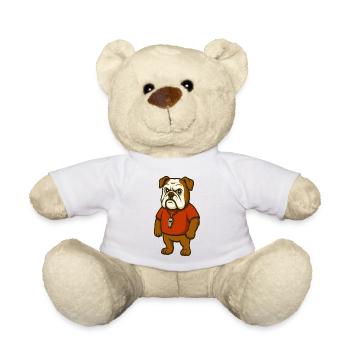 Bulldog Coach Mascot with Whistle - Teddy Bear - white - Front