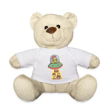 Un extraterrestre drôle dans un OVNI enlève des cadeaux de Noël - Nounours - blanc - Devant