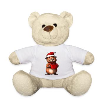 Noël castor / Castor du Père Noël - Nounours - blanc - Devant