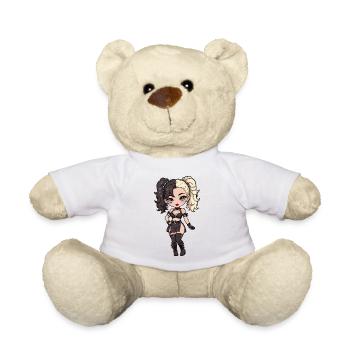 Diva chibi gothique aux cheveux bicolores - Nounours - blanc - Devant