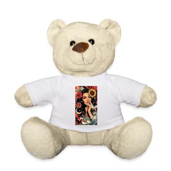 Buntes Pop-Art-Blumenmuster - Teddy - Weiß - Vorne