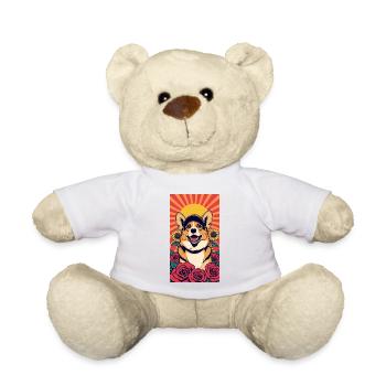 Corgi-Sonnenschein und Rosen - Teddy - Weiß - Vorne