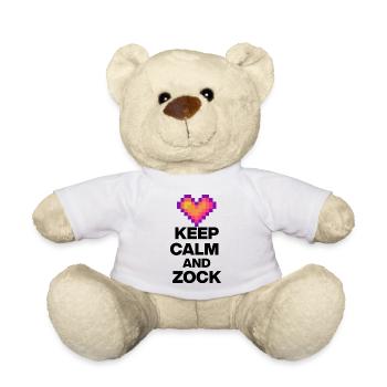 KEEP CALM AND ZOCK! 8 BIT LIEBE RETRO GESCHENK s - Teddy - Weiß - Vorne
