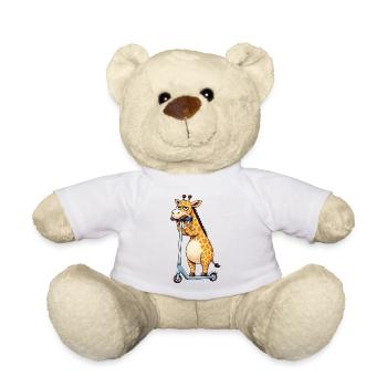 Girafe mignonne seule Dessin animé ennuyeux de scooter - Nounours - blanc - Devant