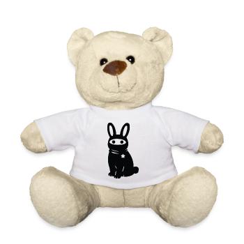 Vermummter Hase mit Stern – Antifaschismus Antifa - Teddy - Weiß - Vorne