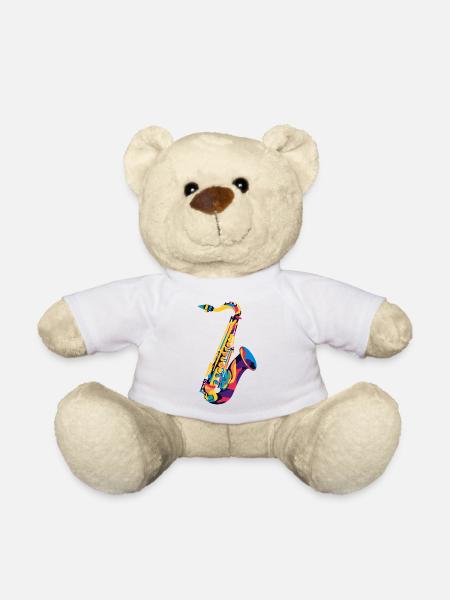 FarbSaxophon Kunstprint - Teddy - Weiß