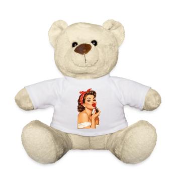 Pin-Up Girl Style rétro vintage : lèvres rouges qui embrassent - Nounours - blanc - Devant