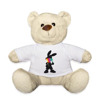 Cooler Hase Silhouette Neon Farbe Street Style  - Teddy - Weiß - Vorne