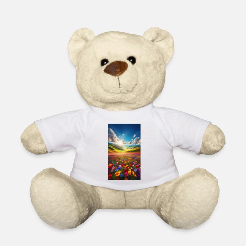 Regenbogenwiese im Sonnenlicht - Teddy - Weiß