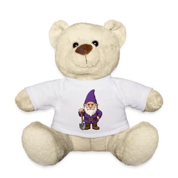 Gnome à la pelle – violet - Nounours - blanc - Devant