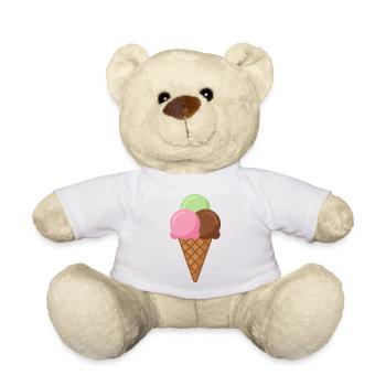 Cornet de crème glacée - Nounours - blanc - Devant