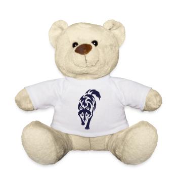 Nachtwolf Silhouette Print - Teddy - Weiß - Vorne