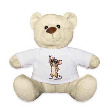 Coole Maus Ratte Rock Musiker Comic - Teddy - Weiß - Vorne