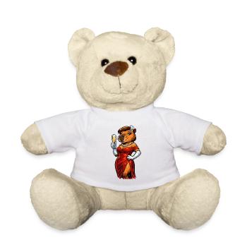 Elegant capybara lady with sparkling wine - Teddy Bear - white - Front