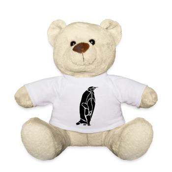 Black Graphic Penguin – Geometrisches Porträt - Teddy - Weiß - Vorne