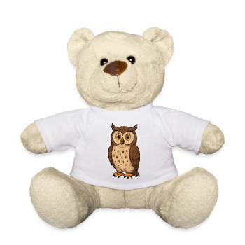 Cute Owl Illustration - Teddy Bear - white - Front