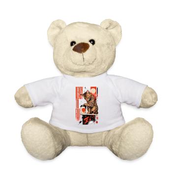 Ready to Fall – Cheeky Bengal Cat - Teddy Bear - white - Front