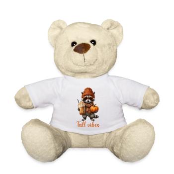 Herbstvibes Waschbär mit Kürbis und Kaffee - Teddy - Weiß - Vorne