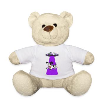 Dog Abducted By Purple UFO Beam - Teddy Bear - white - Front