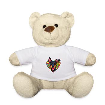 Doberman Dog Heart Love - Teddy Bear - white - Front