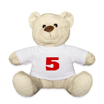 5. 5 ANS. 5e ANNIVERSAIRE. ANNIVERSAIRE 5 ANS. 5. - Nounours - blanc - Devant