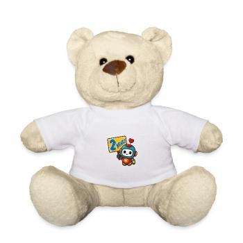 Two Year Little Robot Children's Birthday Party. Sweeter - Teddy Bear - white - Front