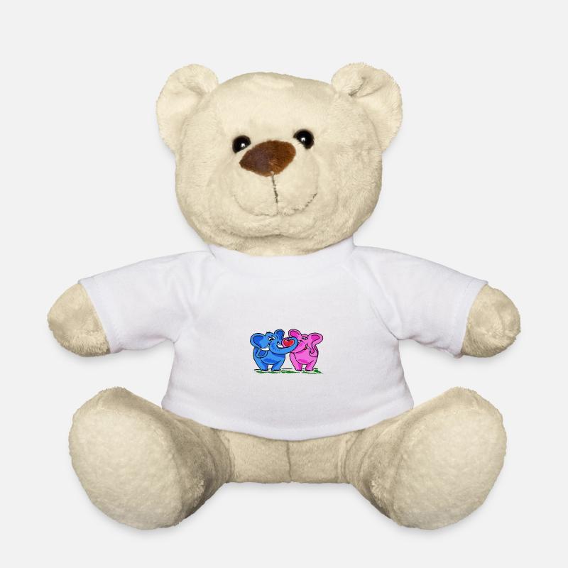 Verliebte Elefanten - Teddy - Weiß