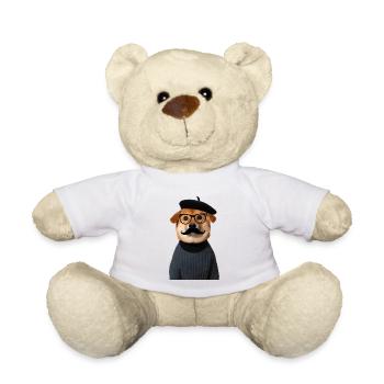 shiba inu dog funny style beard and glasses - Teddy Bear - white - Front