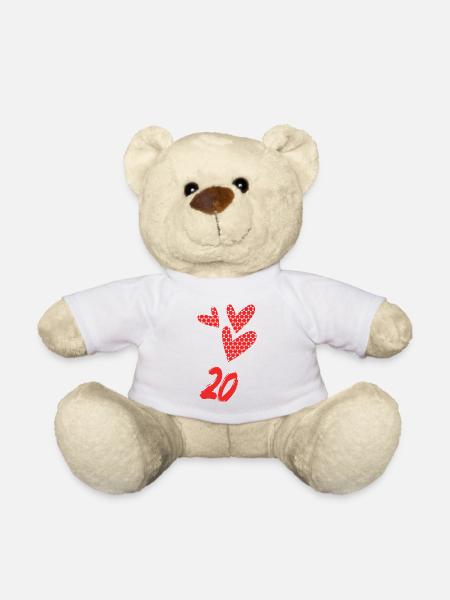 20. 20 ANS. 20e ANNIVERSAIRE. ANNIVERSAIRE 20 ANS. - Nounours - blanc