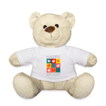 Birthday. HAPPY BIRTHDAY. Happy birthday. - Teddy Bear - white - Front
