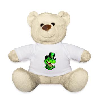 Drôle de dinosaure de la Saint-Patrick avec chapeau haut de forme - Nounours - blanc - Devant